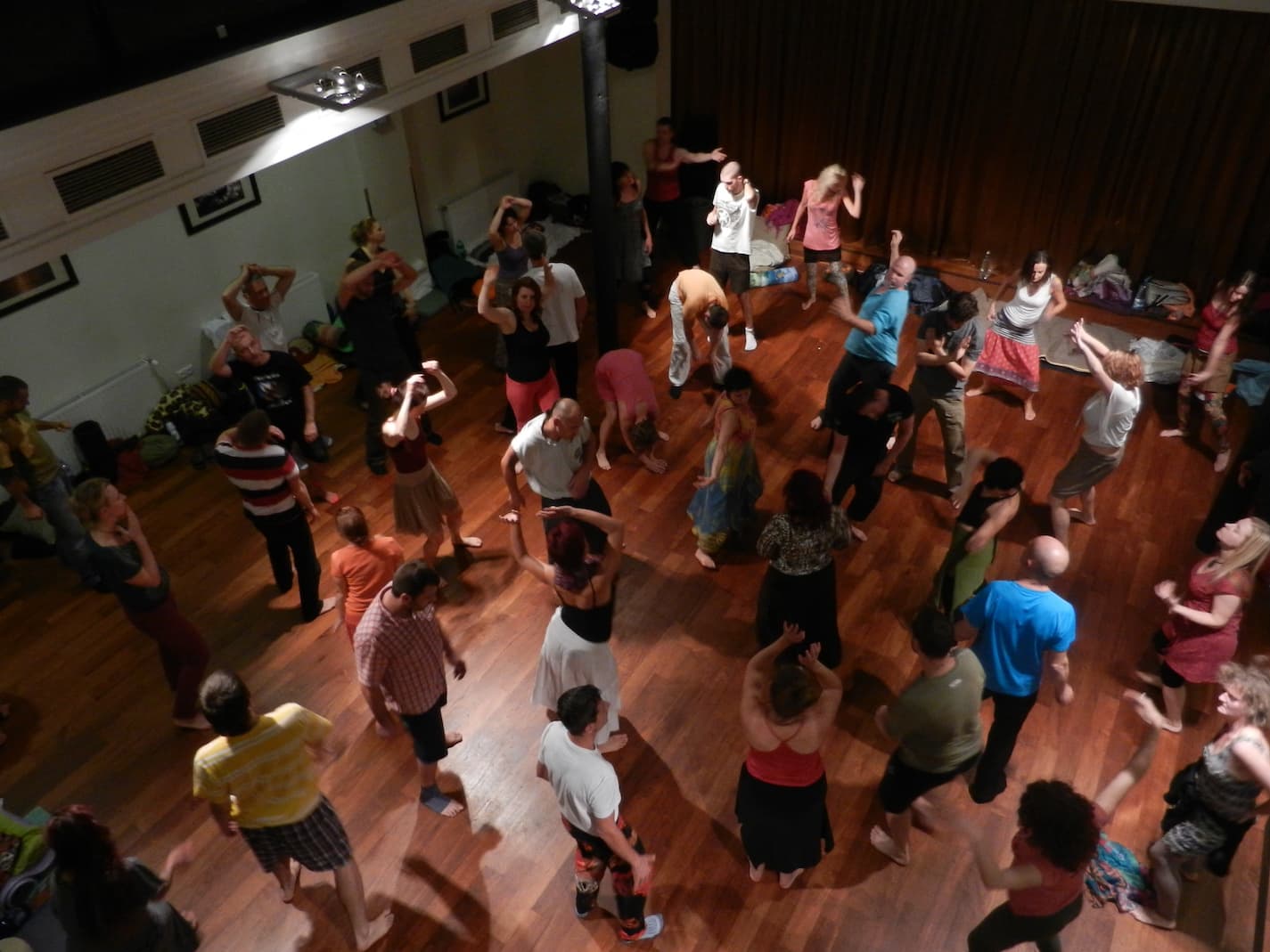 Participants moving together during an embodied group experience