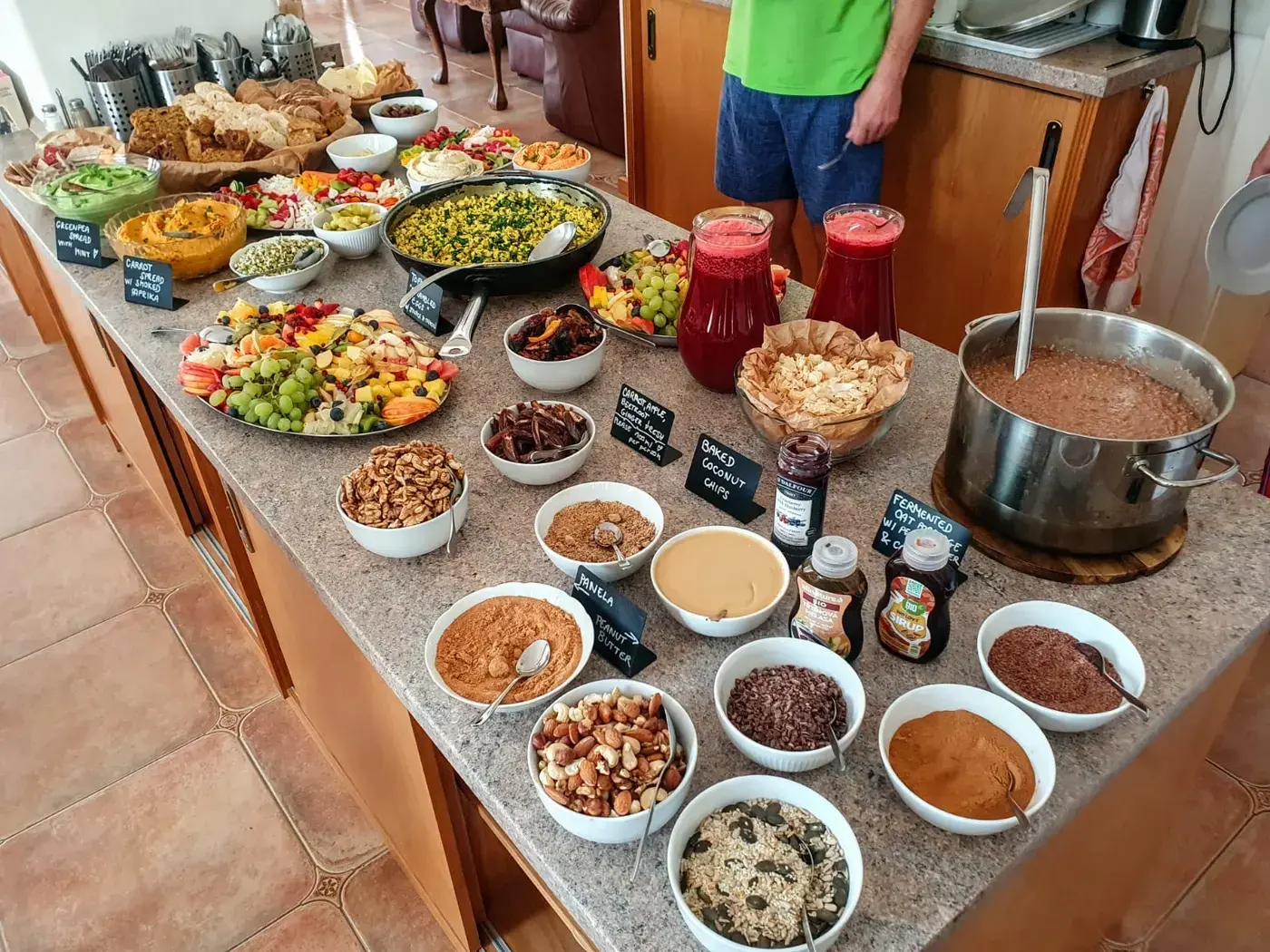 Colourful vegan breakfast buffet at Živá Voda